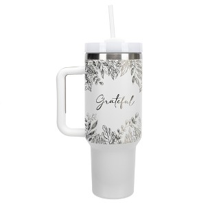 Elanze Designs Grateful Autumn Harvest Leaves 40 oz. Stainless Steel, Large Water Bottle Coffee Mug, Spill & Leak Resistant, Thermal Travel Tumbler - 1 of 1