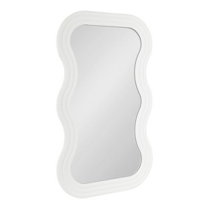 Kate & Laurel All Things Decor 24"x40" Fripp Wavy Wall Mirror Wood White - 1 of 4