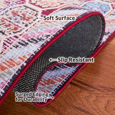 Tucson Traditional Easy-Care Non-Slip Red Area Rug, 4' x 6'