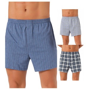 INSPIRE CHIC Men's 3 Pack Classic Elastic Waistband Plaid Printing Boxer Shorts - 1 of 4