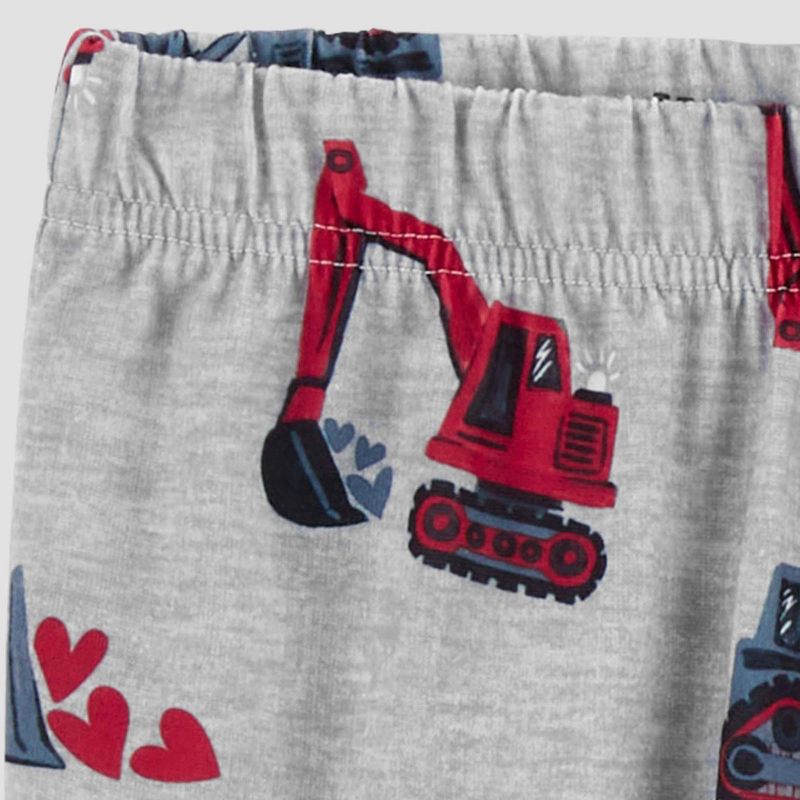 Carter&#39;s Just One You&#174; Toddler Boys&#39; Bulldozer Printed &#38; Striped Pajama Set - Red/Gray, 4 of 5