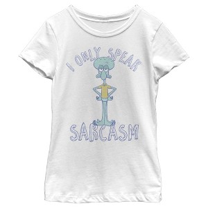 Girl's SpongeBob SquarePants I Only Speak Sarcasm Squidward T-Shirt - 1 of 4