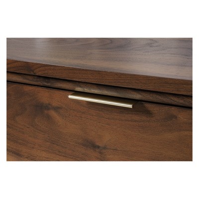 Grand Walnut 2-Drawer Lockable Lateral Filing Cabinet with Brass Handles