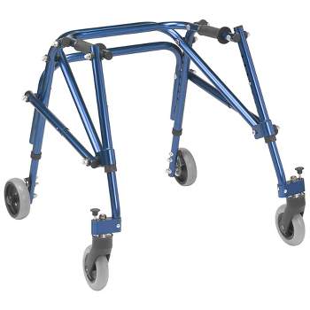 Drive Medical KA2200-2GKB Nimbo Lightweight Aluminum Frame Rolling Posterior Walker with Adjustable Handle Height, Size Small, Knight Blue