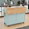 Tramull Kitchen Cart with Drop-Leaf & Sliding Barn Door, 4-Wheel Mobile Island, 2 Drawers & Adjustable Shelf - 4 of 4