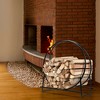 Costway 40-Inch Tubular Steel Log Hoop Firewood Storage Rack Holder Round Displa 