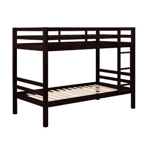 Dsvimoy Bed Solid Wood Bunk Bed with Safety Guardrails Strong Support and Easy Assembly for Kids Room, Black, 79"*17"*5.5" - 1 of 4