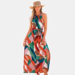 Women's Vibrant Geometric Print Maxi Beach Dress -Cupshe - 1 of 4