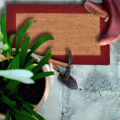 Evideco French Home Goods Sheltered Front Door Mat Coir Coco Fibers Rug 24x13
