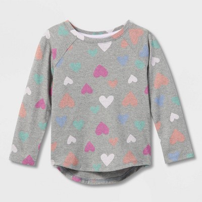Image of Toddler Girls' Heart Long Sleeve T-Shirt - Cat & Jack™ Gray 12M