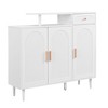 Okak Shoe Cabinet, Storage Cabinet with 3 Doors and One Drawer, Entryway Cabinet with Solid Wood Legs for Entryway, Living Room - 3 of 4
