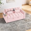 Vynxaria 55.51 inch versatile foldable modern velvet pull-out sofa bed in 3 lengths with USB port and phone stand,PINK - 4 of 4