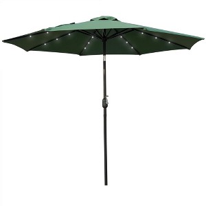 LeisureMod Sierra 9FT Outdoor Patio Tilt Market Umbrella with Solar LED Lights - 1 of 4