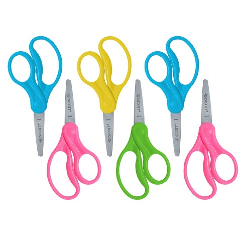 Lot of 96 Wholesale Bulk 5 School Scissors Blunt Tip Scissor Assorted  Colors