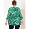 Agnes Orinda Women's Plus Size Babydoll Peplum High Low Hem V Neck 3/4 Sleeve Trendy Tops - 4 of 4
