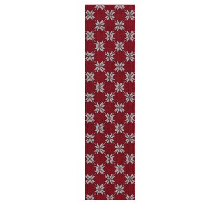 Christmas Area Rugs Living Room Washable Non-Slip Backing, Boho Christmas Snowflakes Checkered Low Pile Soft Durable Floor Mat Bedroom Dining Room - 1 of 4