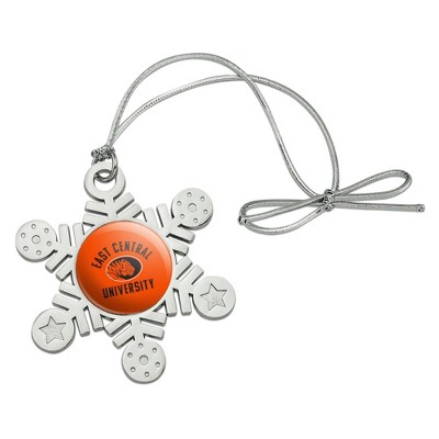 East Central University Tigers Logo Metal Snowflake Christmas Tree Holiday Ornament