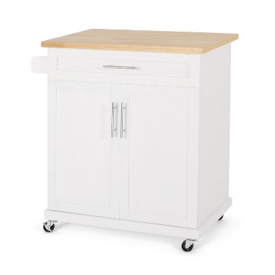 NicBex 32Inch Rolling Kitchen Island with 1 Drawer and 2 Door Cabinet,Mobile Kitchen Island Cart with Towel Holder