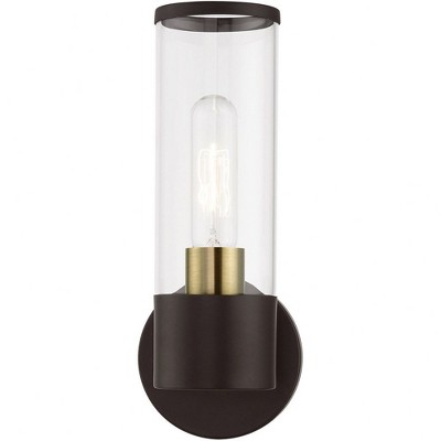 Antique Brass and Bronze Dimmable Wall Sconce with Clear Glass Shade