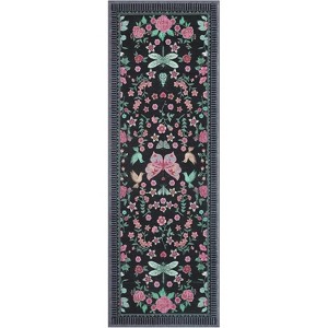 Modern Floral Machine Washable Non-Slip Runner Rug - Low Pile Waterproof Carpet for Kitchen, Entryway, Bathroom, Laundry & Dorm - 1 of 4