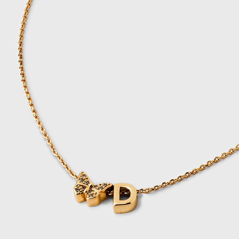 14K Gold Dipped Butterfly Slider Cubic Zirconia Initial Pendant Necklace - A New Day™ Gold, 5 of 6