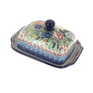 Blue Rose Polish Pottery 295 Ceramika Artystyczna Butter Dish - 1 of 3