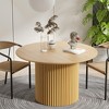 PexFix 46 inch Wood Round Dining Table Circle Kitchen Table with Wood Strip Base Modern Farmhouse Dinner Tables for Kitchen Living Room Natural - 2 of 4