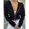 Women's Zip Up Crop Hoodies Long Sleeve Shirts Pullover Thermal Lined Hooded Sweatshirts - 3 of 4