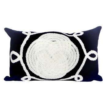 12"x20" Oversize Ornamental Dot Lumbar Throw Pillow Navy - Liora Manne