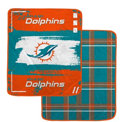 NFL Miami Dolphins Distressed Plaid Ultra Soft Blanket