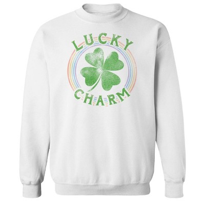 Rerun Island Men's Lucky Charm Long Sleeve Graphic Cotton Sweatshirt - White