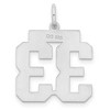 Black Bow Jewelry Sterling Silver, Jersey Collection, Medium Number 33 Pendant - 3 of 4