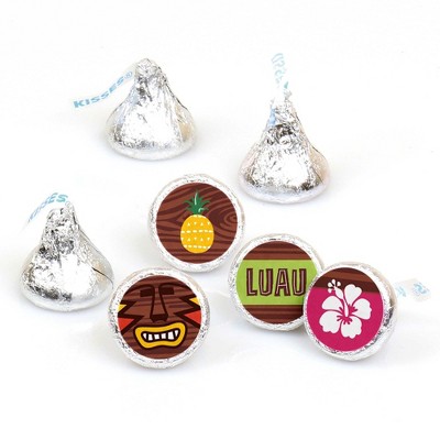 Big Dot of Happiness Tiki Luau - Tropical Hawaiian Summer Party Round Candy Sticker Favors - Labels Fits Hershey's Kisses (1 sheet of 108)