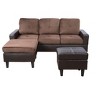 DOMETOUR 3-Piece Modern Faux Leather Sofa Set (1 Sofa + 2 Ottomans) for Living Room - 3 of 4