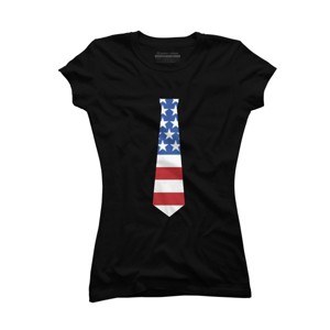 Junior's Design By Humans Fourth Of July Simple American Flag Tie By FreshDressedTees T-Shirt - 1 of 2