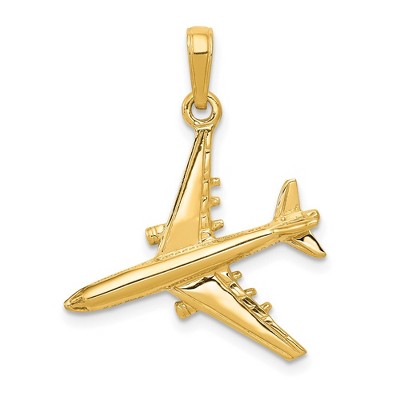 Black Bow Jewelry 14k Yellow Gold 3D Jet Polished Pendant