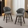 Set of 2 Counter Height Swivel Bar Stools Chenille Upholstered Chairs with Wide Backrest - Leovsnove - 3 of 4