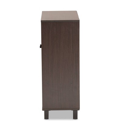 Rossin Dark Brown Wood 2-Door Entryway Shoe Cabinet with Open Shelf