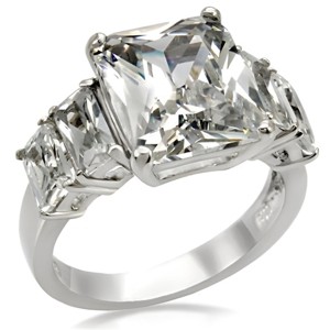 Slickblue Polished Stainless Steel Anniversary Ring, 12x10mm Square CZ, Pave Setting, Classic Engagement Style,Size 5-10 - 1 of 4