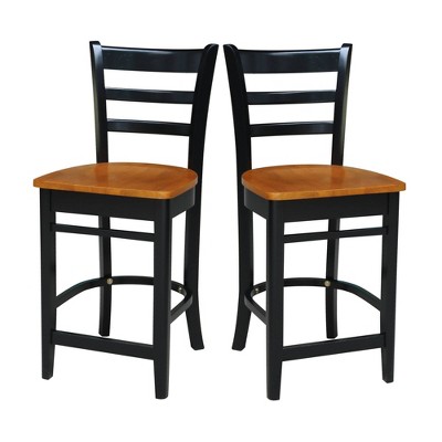 Emily Black and Cherry Wood Counter Height Barstool