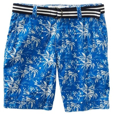 Aeropostale Mens Belted Tropical Pattern Casual Chino Shorts