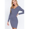 Slickblue Women Long Sleeve V-Neck Sweater Mini Dress, Cozy Blue/Ochre, Casual Fall Dress, Comfortable & Stylish, Size S-L - 4 of 4