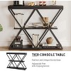 3-Tier Industrial Console Table with x-Shaped Metal Frame, Open Shelf Console Sofa Table for Living Room with Adjustable Feet - 3 of 4