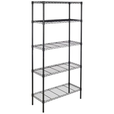 SEVOBAL Utility Storage Shelves Multi Layer Plastic Coated Iron Shelf Durable and Stylish for Home, Black, 35.82"*14.17"*7.08"
