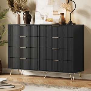 8 Drawer Dresser for Bedroom, Fluted Wooden Storage Chest with Metal Handles, Modern Clothes Organizer & TV Stand for Living Room - 1 of 4