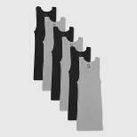 Hanes Men's Ribbed Moisture-Wicking Tank Top Undershirt 6pk - Gray/Black