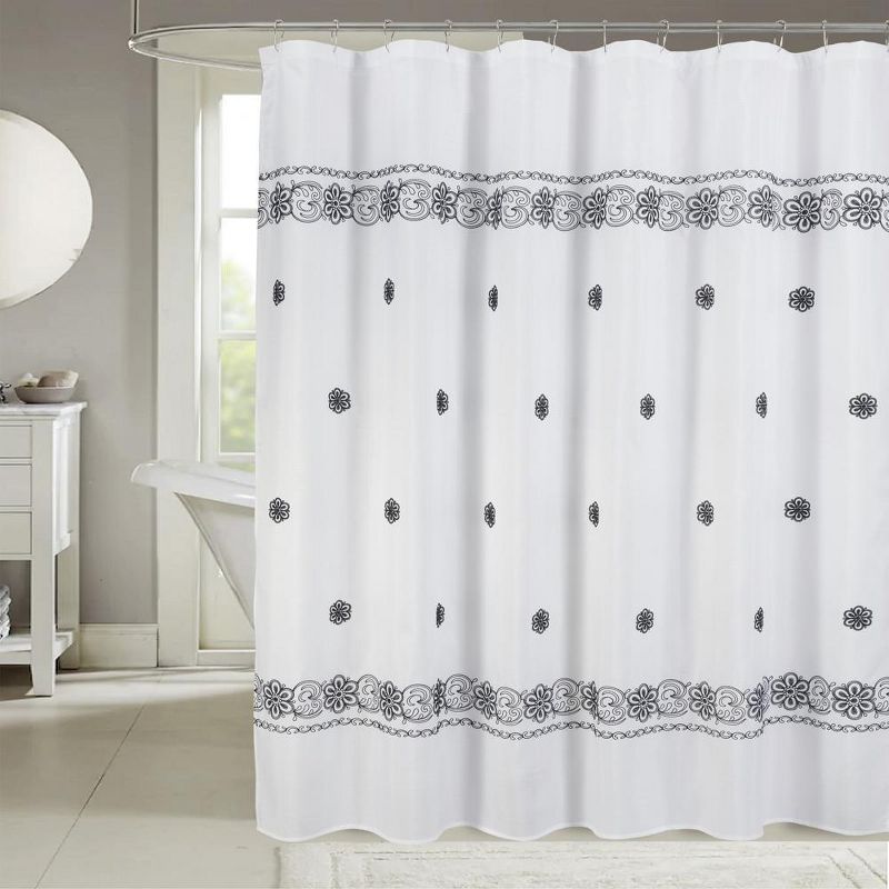 RT Designers Collection Coby Embroidered Stylish Shower Curtain 70" x 72" Black, 1 of 5