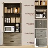 Kitchen Pantry Storage Cabinet with Barn Doors, Drawer, 2 Adjustable Shelves, Freestanding Tall Hutch with Microwave Stand for Kitchen or Dining Room - 3 of 4