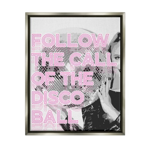 Stupell Industries Pink Disco Ball Groovy Patternfloater Canvas Wall Art,  17 X 21 : Target