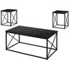 Monarch Specialties Table Set 3Pcs Set Coffee End Side Accent Living Room Metal Laminate Black Marble Look Contemporary Modern - 3 of 4
